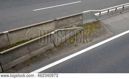Separation Of Traffic Lanes On The Highway Using Movable Barriers. They Are Used In Places Where The