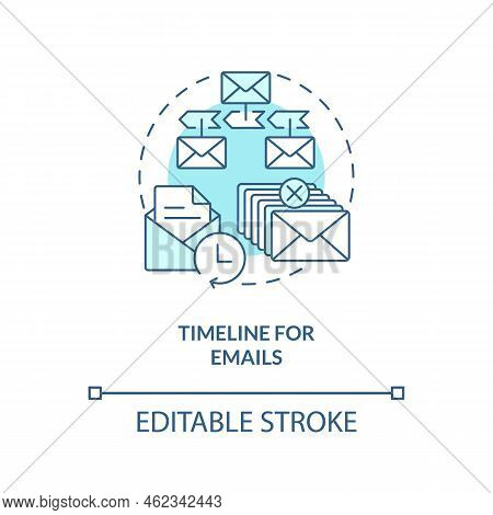 Timeline For Emails Turquoise Concept Icon. Sending Schedule. Lead Nurturing Campaign Abstract Idea 
