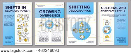 Business Tendencies Blue Brochure Template. Economics. Leaflet Design With Linear Icons. Editable 4 