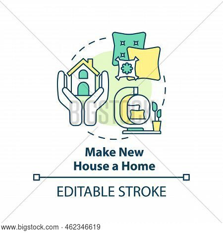 Make New House Home Concept Icon. Adaptation To New Place. Create Comfort Space Abstract Idea Thin L