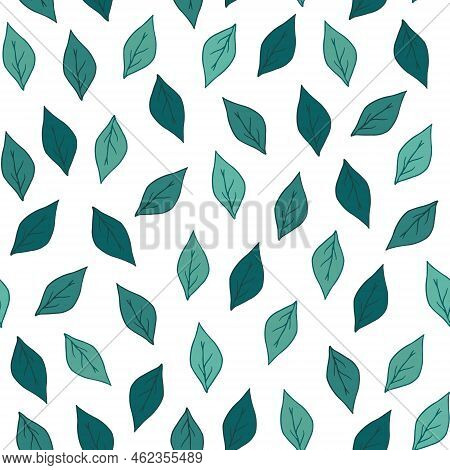 Floral Leaves Seamless Pattern Isolated On White Background