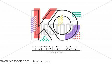 Letters K And O. Merging Of Two Letters. Initials Logo Or Abbreviation Symbol. Vector Illustration F