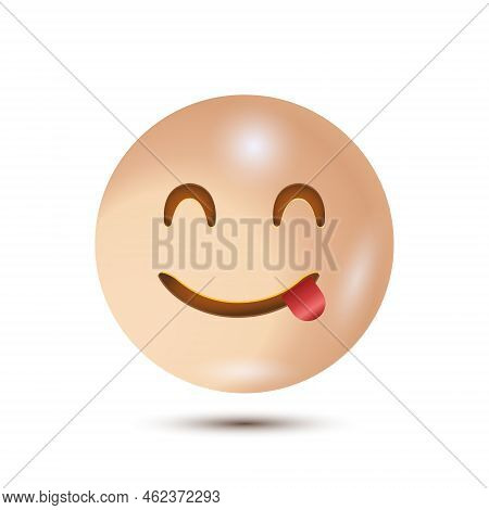Tasty, Deliciuos, Yum. 3d Stylized Vector Icon. Emoji. Isolated In White Background. Vector Emoticon