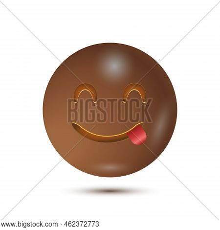 Tasty, Deliciuos, Yum. Vector Illustration. Smiling Emoticon Character Design. Isolated In White Bac