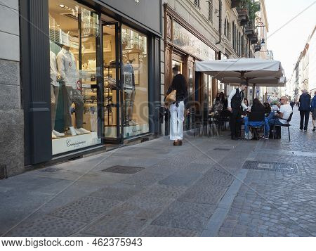 Turin, Italy - Circa September 2022: People In Via Lagrange In Turin City Centre