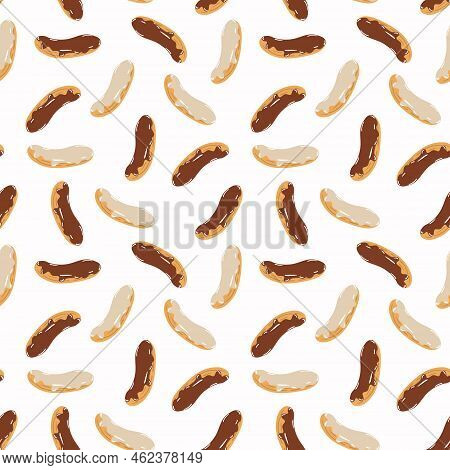 Seamless Pattern Of Eclair In A Flat Style