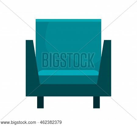 Blue Armchair Icon. Sticker For Social Networks, Comfort And Coziness In Apartment, Place To Relax A