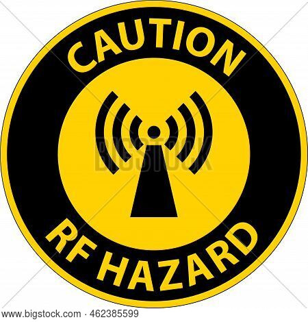 Caution Rf Hazard Sign On White Background