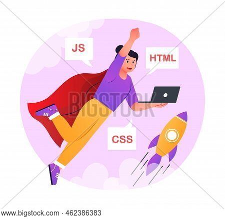 Advanced Computer Skills. Iit Specialist Writes Code With Laptop. Young Girl Learning To Be Programm