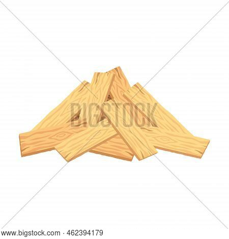Building Materials Vector Illustration. Piles Of Construction Materials, Planks On White Background.