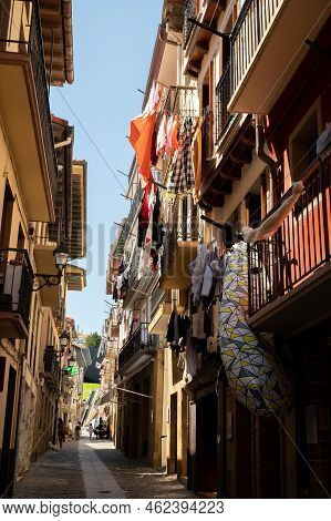 Sunny Day In Small Fisherman's Village Getaria Near San Sebastian City, Basque Country With Famous F