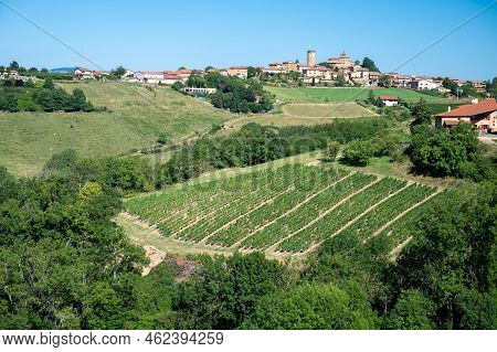 Landscape With Vineyards Near Beaujolais Wine Making Village Val D'oingt, Gateway To Beaujolais Wine