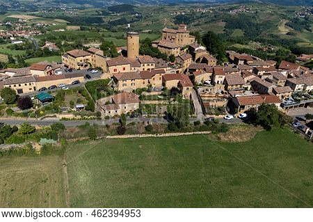 Landscape With Vineyards Near Beaujolais Wine Making Village Val D'oingt, Gateway To Beaujolais Wine