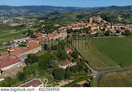Landscape With Vineyards Near Beaujolais Wine Making Village Val D'oingt, Gateway To Beaujolais Wine