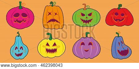 Halloween Colorful Pumpkins In Pack Andi Illustration