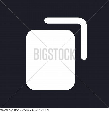 Copy Dark Mode Glyph Ui Icon. Duplicate Digital File And Text. User Interface Design. White Silhouet