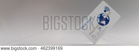 Close-up Of Personal Plastic Credit Card, Way For Cashless Contactless Payment, Digital Carrier. Mon