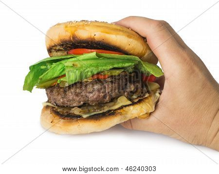 Hamburger mit Fleisch und Salat