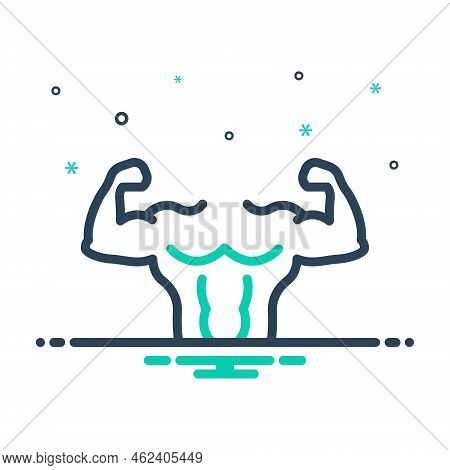 Mix Icon For Athletic Robust Sturdy Fleshy Healthful Strong Powerful Potent Muscle Arm Bicep Bodybui