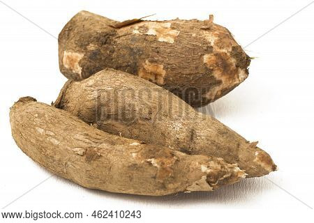 Fresh Cassava Root Isolated On A White Background