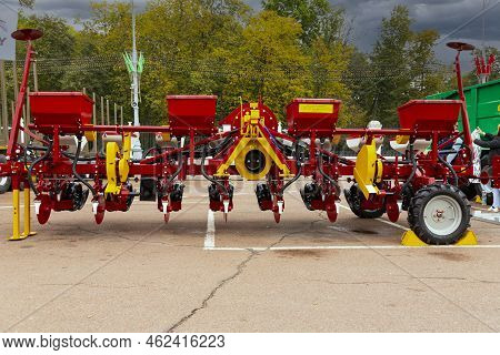 Minsk, Belarus, September 20, 2022: New Multifunctional Seeder, Seeder For Agricultural Crops. Produ