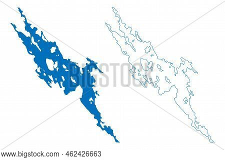 Lake Pielinen (republic Of Finland) Map Vector Illustration, Scribble Sketch Pielisjärvi Or Pielisja