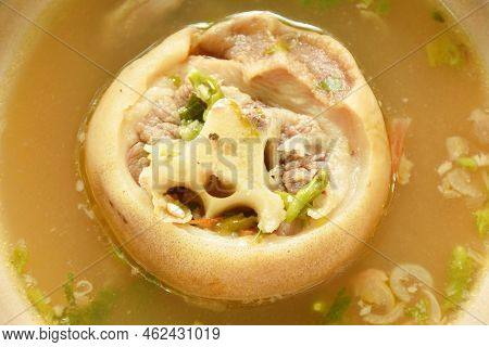 Boiled Chop Ox Tail Spicy And Sour Tom Yum Soup On Bowl