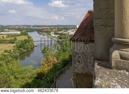 High Angle Scenery Showing Wimpfen Im Tal, Seen From Bad Wimpfen, A Historic Spa Town In The Distric