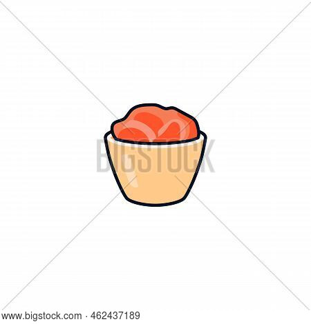 Pickled Pink Ginger Slices For Sushi Cartoon Doodle Vector Illustration Isolated.