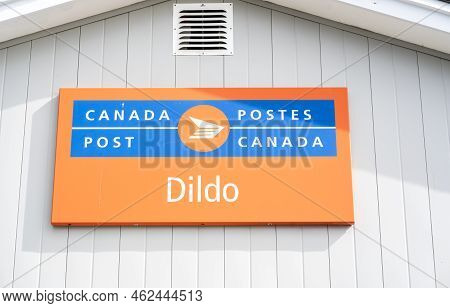 Dildo Newfoundland Canada, September 23 2022: Canada Post Sign At An East Coast Town And Popular Tou