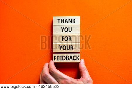 Thank You For Feedback Symbol. Concept Words Thank You For Your Feedback On Wooden Blocks On A Beaut