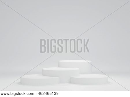3d Rendering Podium Modern Design. Cosmetic Product Presentation And Show. Abstract Composition Whit