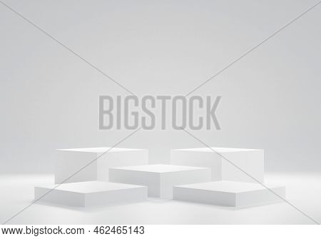 3d Rendering Illustration Podium For Display Or Show Cosmetics. Mock Up Modern Design. Product Prese