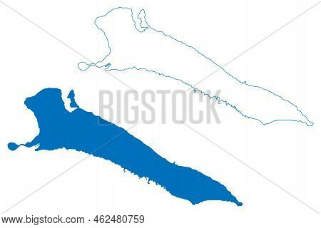 Mingachevir Reservoir (republic Of Azerbaijan, Kura River) Map Vector Illustration, Scribble Sketch 