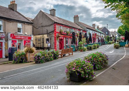 Malahide, Ireland - September 15 2022: View Of New Street In The Center Of The Village, A Newly Pede