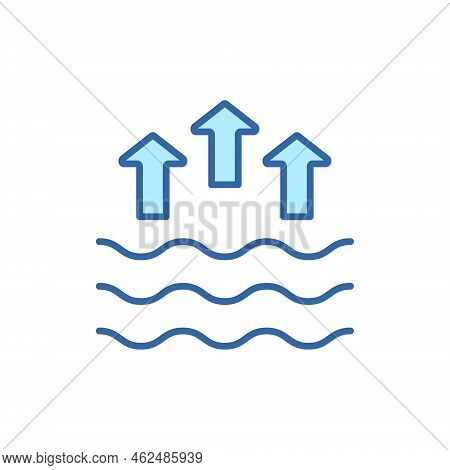 High Tide Color Linear Icon. Waves On The Sea Or Ocean Colorful Line Icon. Editable Stroke. Vector I