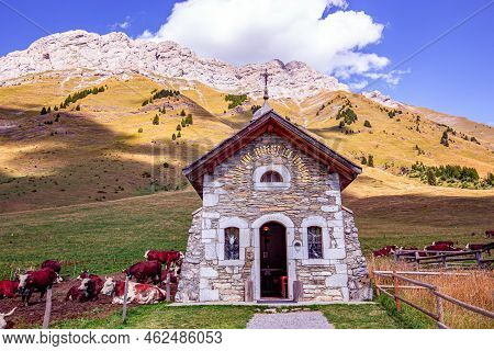 Chapel On Col Des Aravis Pass, Haute-savoie, France