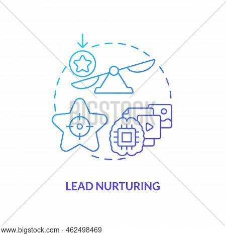 Lead Nurturing Blue Gradient Concept Icon. Help To Make Decision. Contacts Management Process Abstra
