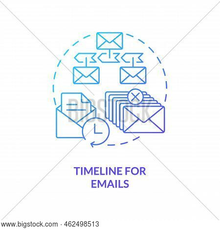 Timeline For Emails Blue Gradient Concept Icon. Sending Letters Schedule. Lead Nurturing Campaign Ab