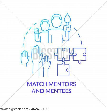 Match Mentors And Mentees Blue Gradient Concept Icon. Path To Effective Mentoring Abstract Idea Thin