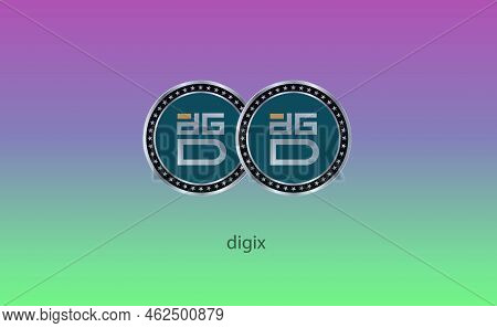 Image Of Digix Dao Virtual Currency. 3d Illustration.