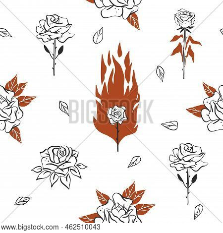 Hand Drawn Vector Abstract Graphic Sketch Drawing Illustrations Seamless Pattern With Logo Elements 