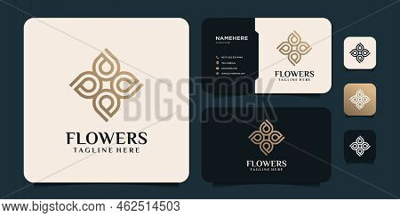 Organic Line Art Flower Logo Desgin Template