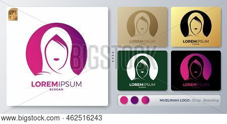 Women And Hijab Vector Illustration Logo Design. Blank Name For Insert Your Branding. Designed With 
