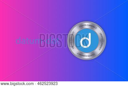 Image Of Datum Coin Virtual Currency On A Digital Background. 3d Illustration