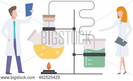 Scientists Make Laboratory Analysis With Equipment. Idea Of Education, Chemistry, Science. Biologist