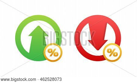 Percentage With Arrow Up And Down. Banking, Credit, Interest Rate. Vector Stock Illustration.