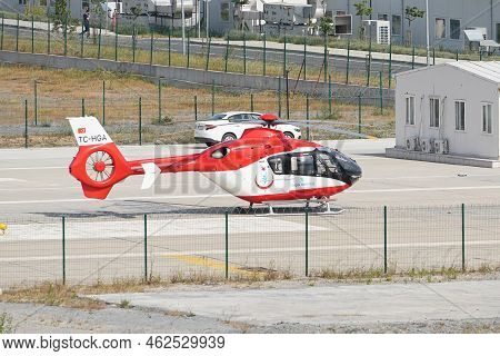 Istanbul, Turkey - May 29, 2022: Turkish Ministry Of Health Eurocopter Ec 135 (1107) In Istanbul Ata
