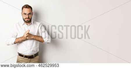 Angry Man Crack Knuckles, Want To Punch Someone, Standing Mad Against White Background
