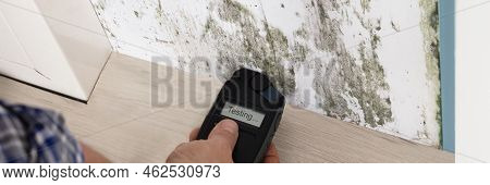 Mold Tester And Spores Test In House. Measure Wet Wall